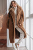 Laden Sie das Bild in den Galerie-Viewer, Braun gekerbtes Revers Langer Mantel aus Teddywolle