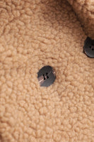 Laden Sie das Bild in den Galerie-Viewer, Braun gekerbtes Revers Langer Mantel aus Teddywolle