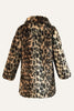 Laden Sie das Bild in den Galerie-Viewer, Brauner Leopard Revers Hals Midi Faux Pelz Shearling Mantel