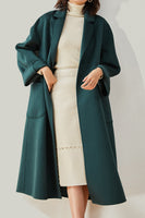 Laden Sie das Bild in den Galerie-Viewer, Schwarzer Ansteckhalsausschnitt Gewand aus Wolle mit Taschen