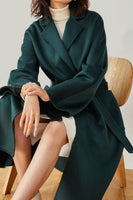 Laden Sie das Bild in den Galerie-Viewer, Schwarzer Ansteckhalsausschnitt Gewand aus Wolle mit Taschen