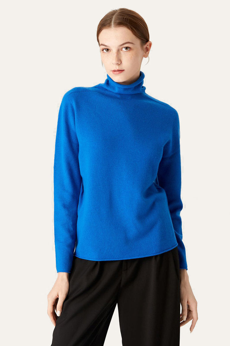Laden Sie das Bild in den Galerie-Viewer, Khaki Cropped Rollkragen Pullover aus Wolle