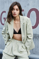 Laden Sie das Bild in den Galerie-Viewer, Schwarzer asymmetrischer übergroß Ballblazer für Damen