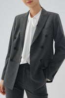 Laden Sie das Bild in den Galerie-Viewer, Schwarz gestreifter zweireihiger Damen Party Blazer