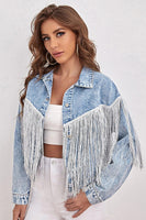 Laden Sie das Bild in den Galerie-Viewer, Blaue Jeansjacke mit Fransen