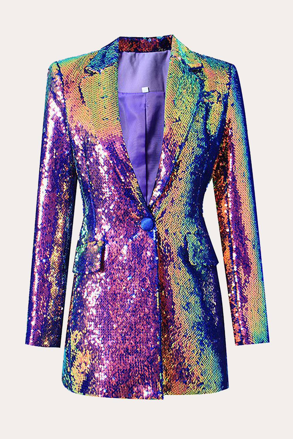 Glitzernder lila Pailletten Abschlussball Frauen Blazer