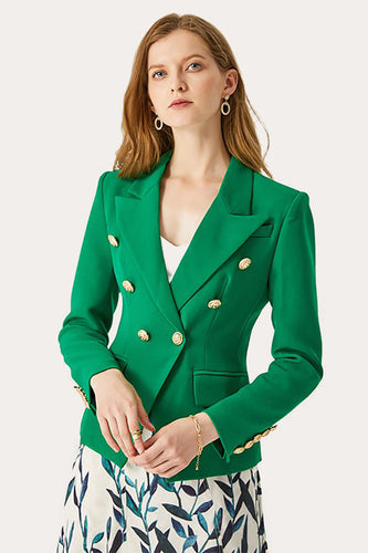 Grüner zweireihiger Blazer mit hohem Revers für Frauen