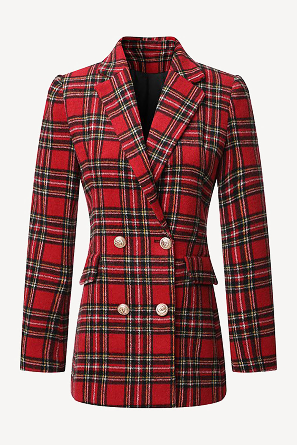 Rot karierter Tweed Zweireiher Damen Blazer