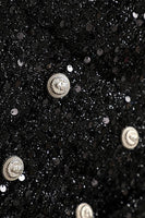 Laden Sie das Bild in den Galerie-Viewer, Glitzernder schwarzer Pailletten Zweireiher Damen Blazer