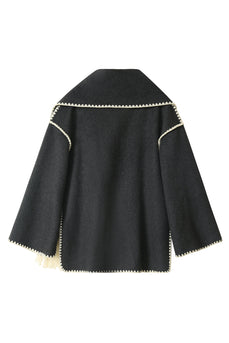Dunkelgrauer Übergröße Mantel aus Wollmischung mit Schal