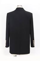 Laden Sie das Bild in den Galerie-Viewer, Schwarzer zweireihiger Damen Ball Blazer mit Revers
