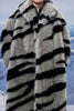 Laden Sie das Bild in den Galerie-Viewer, Dunkelgrauer Zebramuster-Imitations-Oversize-Mantel aus langem Kunstpelz-Lammfell