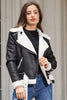 Laden Sie das Bild in den Galerie-Viewer, Schwarze Fleece PU Jacke mit verkürzter taillierter Passform für Damen