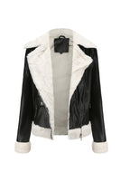 Laden Sie das Bild in den Galerie-Viewer, Schwarzer Fleece Kurzmantel mit Reißverschluss und gekerbtem Revers