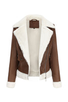 Laden Sie das Bild in den Galerie-Viewer, Schwarzer Fleece Kurzmantel mit Reißverschluss und gekerbtem Revers