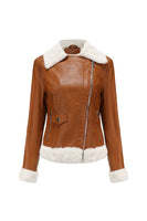 Laden Sie das Bild in den Galerie-Viewer, Schwarzer Fleece Kurzmantel mit Reißverschluss und gekerbtem Revers