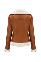 Laden Sie das Bild in den Galerie-Viewer, Schwarzer Fleece Kurzmantel mit Reißverschluss und gekerbtem Revers