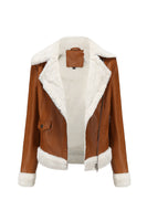 Laden Sie das Bild in den Galerie-Viewer, Schwarzer Fleece Kurzmantel mit Reißverschluss und gekerbtem Revers