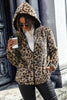 Laden Sie das Bild in den Galerie-Viewer, Grauer Leoparden Fleece Kapuzenmantel mit Reißverschluss