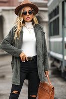 Laden Sie das Bild in den Galerie-Viewer, Grauer mittellanger Fleecemantel mit gekerbtem Revers