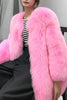 Laden Sie das Bild in den Galerie-Viewer, Hot Pink Schal Revers Oversized Kunstpelz Damenmantel