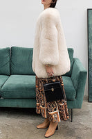 Laden Sie das Bild in den Galerie-Viewer, Hot Pink Schal Revers Oversized Kunstpelz Damenmantel