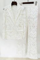 Laden Sie das Bild in den Galerie-Viewer, Glitzernde schwarze Spitze 2-teilige Damen Partyanzüge