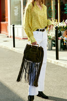 Laden Sie das Bild in den Galerie-Viewer, Gelb Blumen Oversized Seide Damen Bluse