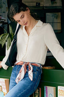 Laden Sie das Bild in den Galerie-Viewer, Elfenbein Seide Knopf Damen Bluse