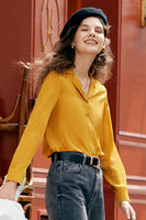 Laden Sie das Bild in den Galerie-Viewer, Elfenbein Seide Knopf Damen Bluse