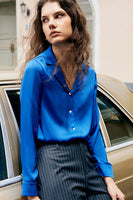 Laden Sie das Bild in den Galerie-Viewer, Elfenbein Seide Knopf Damen Bluse