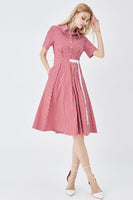 Laden Sie das Bild in den Galerie-Viewer, Schwarz Kurzärmel Knopf Sommer Shirt Kleid