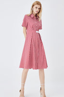 Laden Sie das Bild in den Galerie-Viewer, Schwarz Kurzärmel Knopf Sommer Shirt Kleid