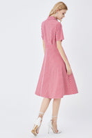 Laden Sie das Bild in den Galerie-Viewer, Schwarz Kurzärmel Knopf Sommer Shirt Kleid