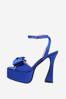 Laden Sie das Bild in den Galerie-Viewer, Klobig Fuchsia Hoher Absatz Sandalen mit Schleife