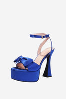 Laden Sie das Bild in den Galerie-Viewer, Klobig Fuchsia Hoher Absatz Sandalen mit Schleife