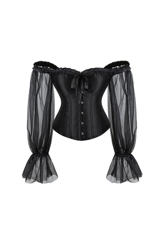 Schwarze Korsett Shapewear mit Stäbchen und Ärmeln