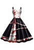 Laden Sie das Bild in den Galerie-Viewer, A-Linie Schwarzes Halloween Spaghettiträger Vintage Kleid