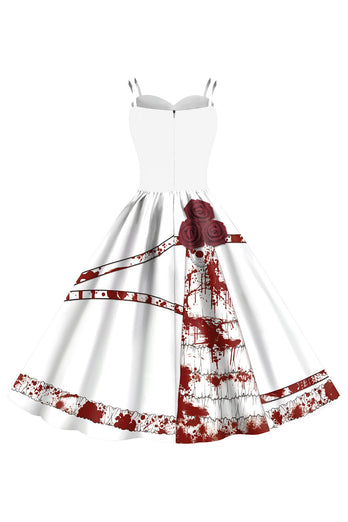 A-Linie Schwarzes Halloween Spaghettiträger Vintage Kleid