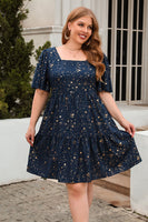 Laden Sie das Bild in den Galerie-Viewer, A Linie Quadratischer Ausschnitt Grüner Samt Übergröße Weihnachtskleid