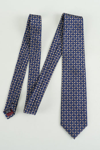 Marine gedruckt Jacquard Satin Formale Krawatte