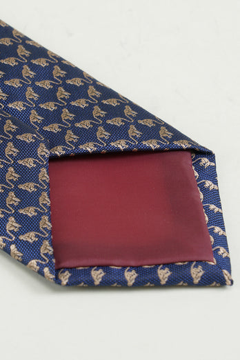 Marine gedruckt Jacquard Satin Formale Krawatte