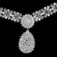 Laden Sie das Bild in den Galerie-Viewer, Königsblaue Kristall Halskette Ohrring Schmuck Set