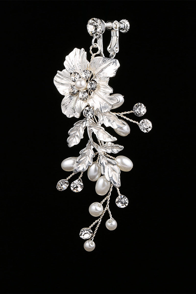 Laden Sie das Bild in den Galerie-Viewer, Weiße Blume Braut Ohrclip