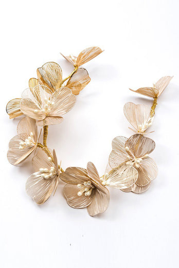 Champagner Pearl Flowers Stirnband