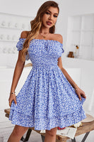 Laden Sie das Bild in den Galerie-Viewer, Schulterfreies Sommerkleid im Resort-Stil mit Druck