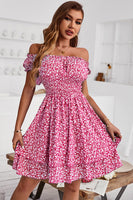 Laden Sie das Bild in den Galerie-Viewer, Schulterfreies Sommerkleid im Resort-Stil mit Druck