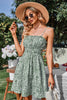 Laden Sie das Bild in den Galerie-Viewer, Spaghettiträger Blumenbedrucktes grünes Sommerkleid