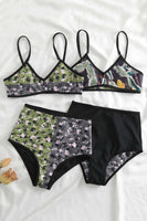 Laden Sie das Bild in den Galerie-Viewer, Blumenbedrucktes 3-teiliges Bikini-Set mit Strandrock