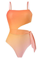 Laden Sie das Bild in den Galerie-Viewer, Hohe Taille Orange einteilige Bademode mit ausgeschnittener Bademode